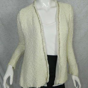 ZARA Blazer White Tweed Open Front Lined Small